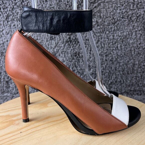 Ann Taylor Rian Pumps Womens 8.5 Genuine Leather Ankle Wrap Stiletto Heels - Picture 4 of 10
